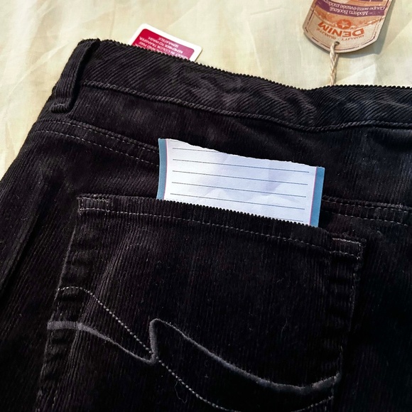 NEW PHOTOS! CORDUROYS, DENIM BOOTCUT, BLACK, SIZE WOMEN 24W, STRETCH FABRIC, FLY - Picture 16 of 16